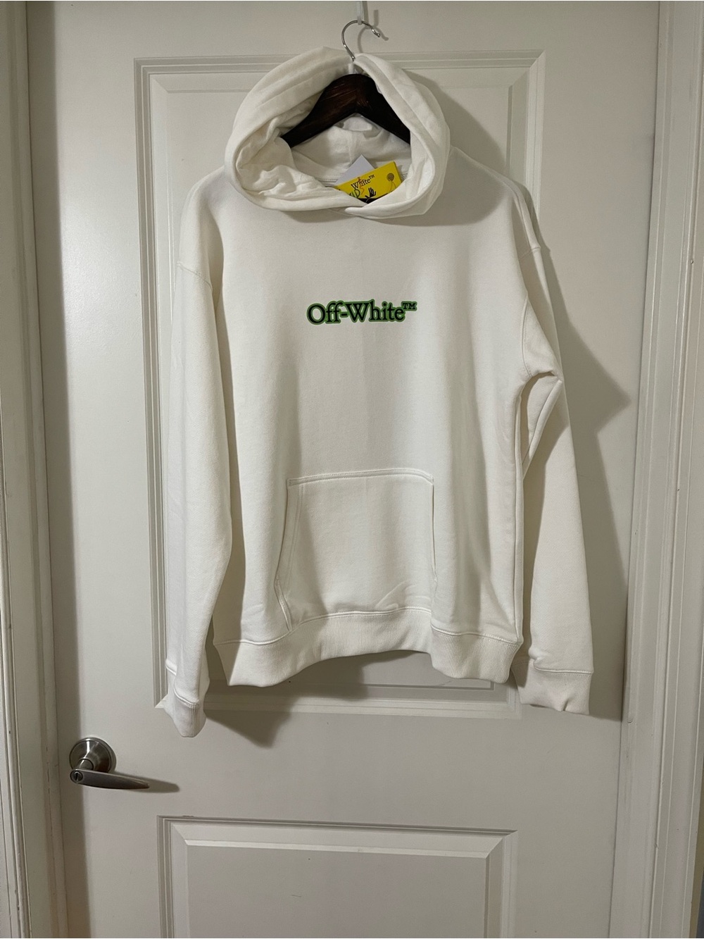 Off-White Kids Bookish Logo Hoodie White Green Size 16 NWT